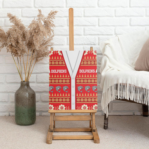 Dolphins Rugby Christmas Canvas Wall Art Aboriginal Seamless Cardigan Inspired