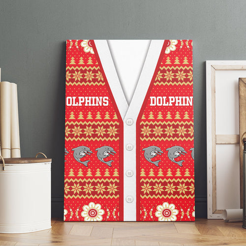 Dolphins Rugby Christmas Canvas Wall Art Aboriginal Seamless Cardigan Inspired