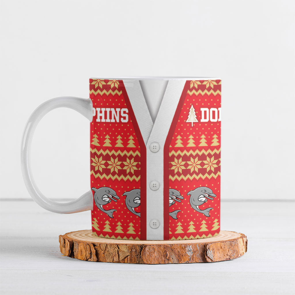 Dolphins Rugby Christmas Ceramic Mug Aboriginal Seamless Cardigan Inspired