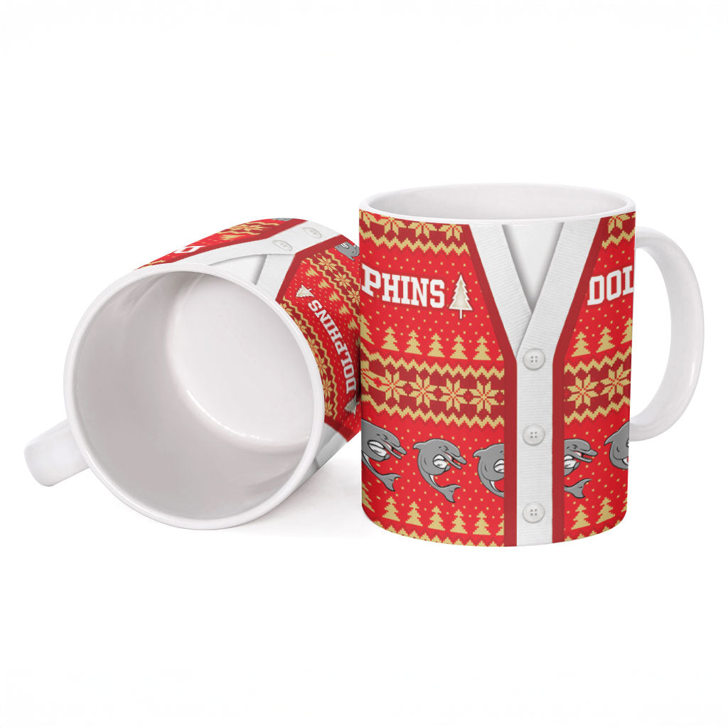 Dolphins Rugby Christmas Ceramic Mug Aboriginal Seamless Cardigan Inspired