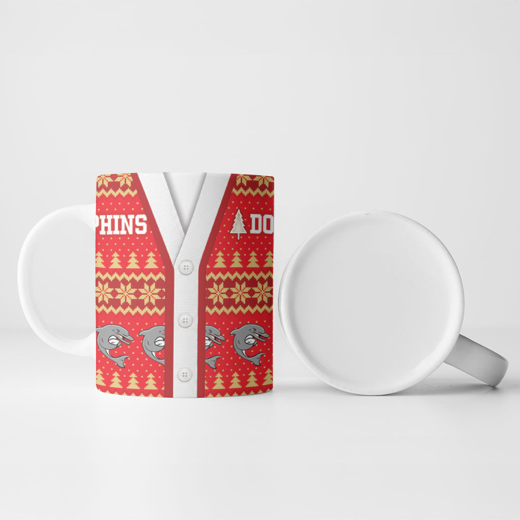 Dolphins Rugby Christmas Ceramic Mug Aboriginal Seamless Cardigan Inspired