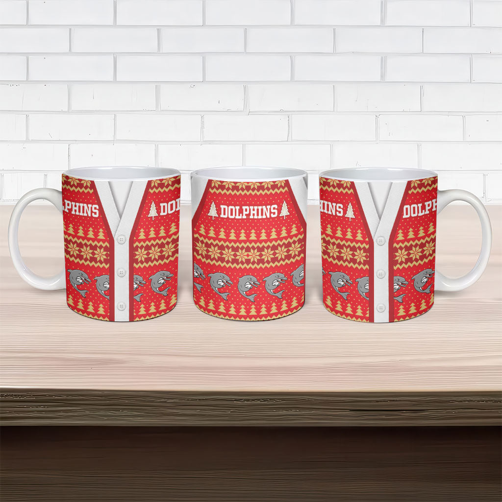 Dolphins Rugby Christmas Ceramic Mug Aboriginal Seamless Cardigan Inspired