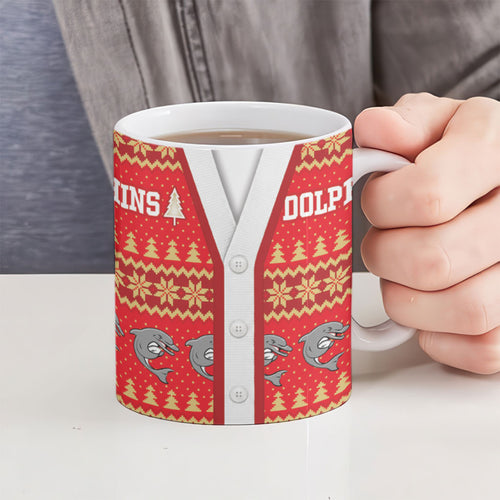 Dolphins Rugby Christmas Ceramic Mug Aboriginal Seamless Cardigan Inspired
