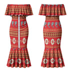 Dolphins Rugby Christmas Couples Matching Mermaid Dress and Hawaiian Shirt Aboriginal Seamless Cardigan Inspired
