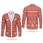 Dolphins Rugby Christmas Couples Matching Short Sleeve Bodycon Dress and Long Sleeve Button Shirt Aboriginal Seamless Cardigan Inspired