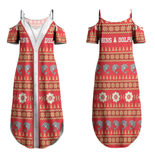 Dolphins Rugby Christmas Couples Matching Summer Maxi Dress and Hawaiian Shirt Aboriginal Seamless Cardigan Inspired