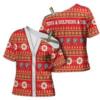 Dolphins Rugby Christmas Cross Shoulder Shirt Aboriginal Seamless Cardigan Inspired