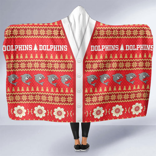Dolphins Rugby Christmas Hooded Blanket Aboriginal Seamless Cardigan Inspired