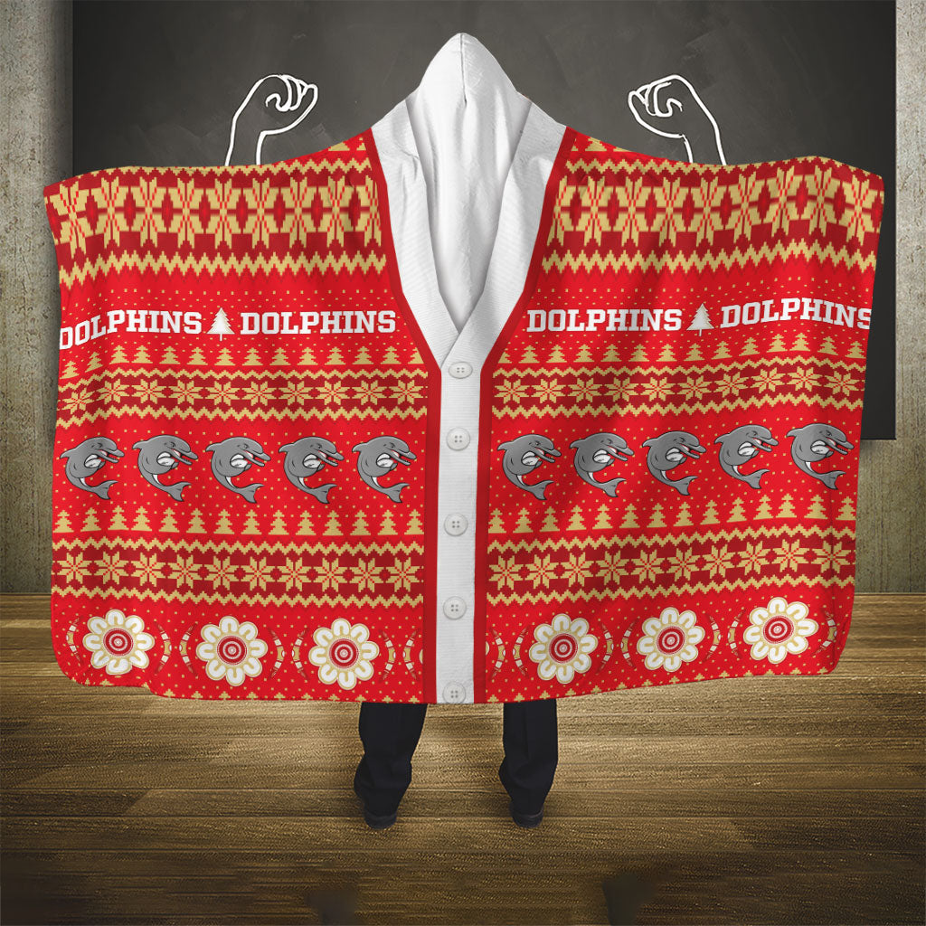 Dolphins Rugby Christmas Hooded Blanket Aboriginal Seamless Cardigan Inspired