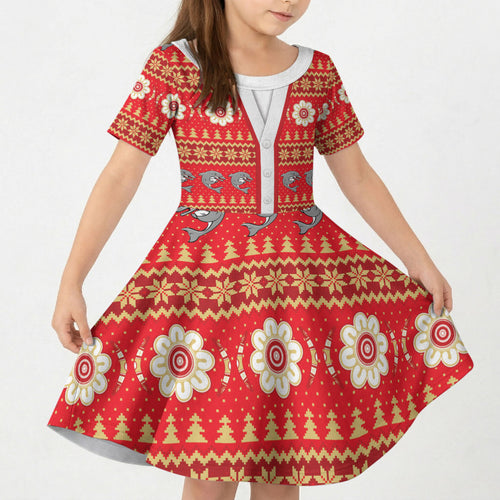 Dolphins Rugby Christmas Kid Short Sleeve Dress Aboriginal Seamless Cardigan Inspired