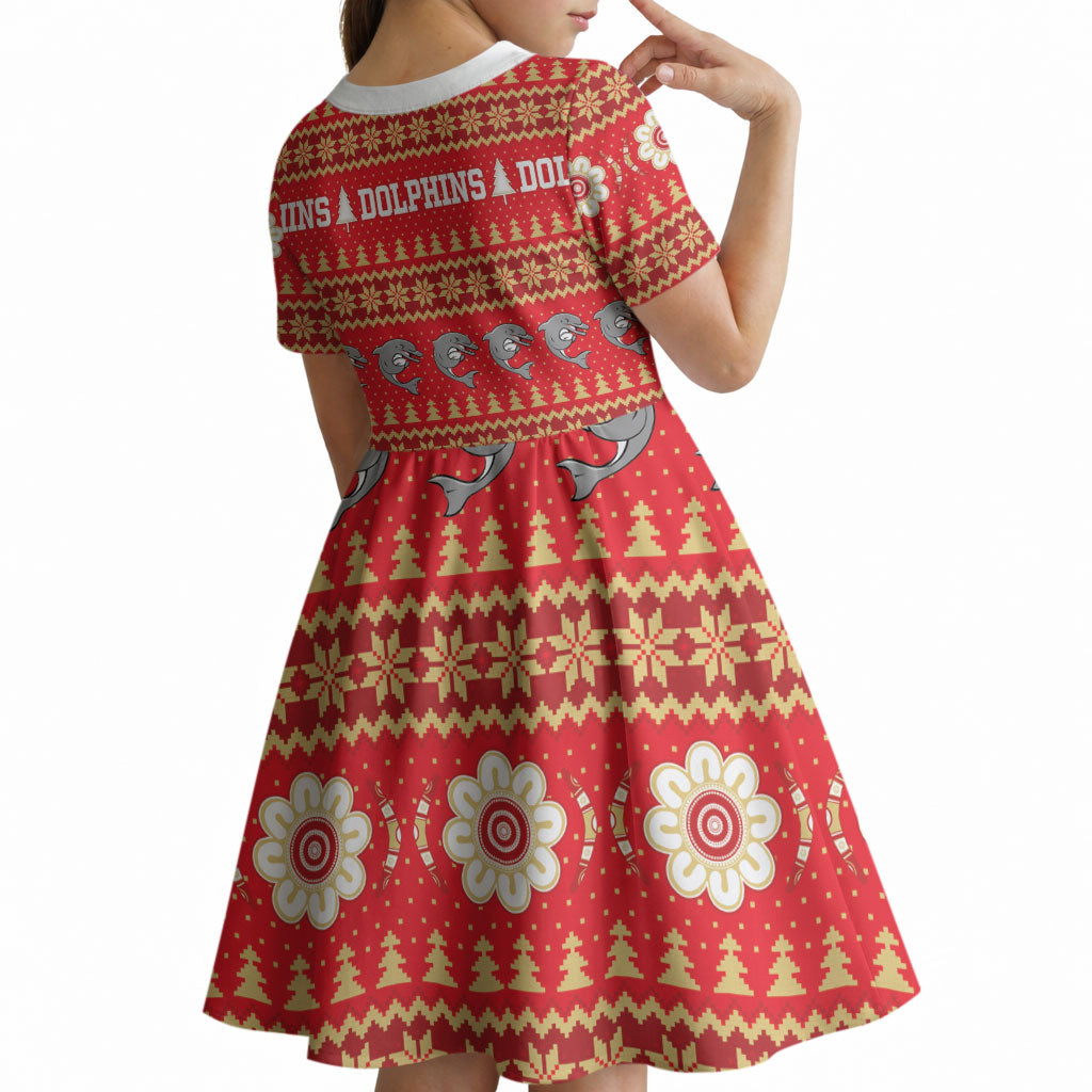 Dolphins Rugby Christmas Kid Short Sleeve Dress Aboriginal Seamless Cardigan Inspired
