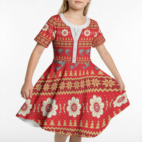 Dolphins Rugby Christmas Kid Short Sleeve Dress Aboriginal Seamless Cardigan Inspired