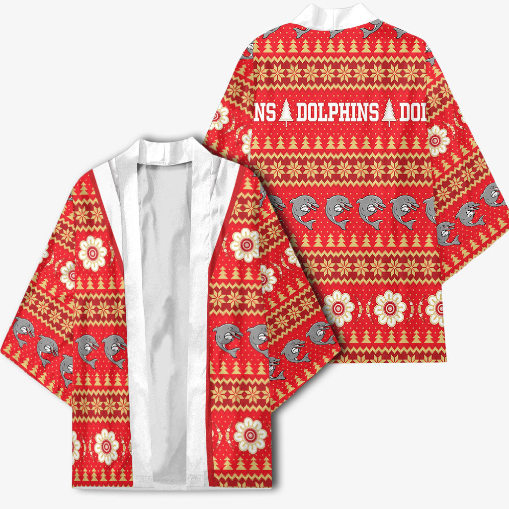 Dolphins Rugby Christmas Kimono Aboriginal Seamless Cardigan Inspired