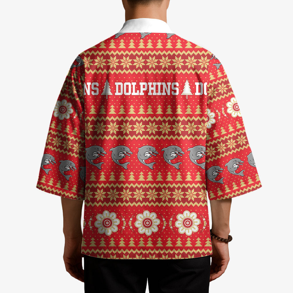 Dolphins Rugby Christmas Kimono Aboriginal Seamless Cardigan Inspired