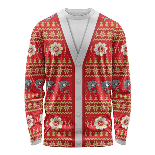 Dolphins Rugby Christmas Long Sleeve Shirt Aboriginal Seamless Cardigan Inspired