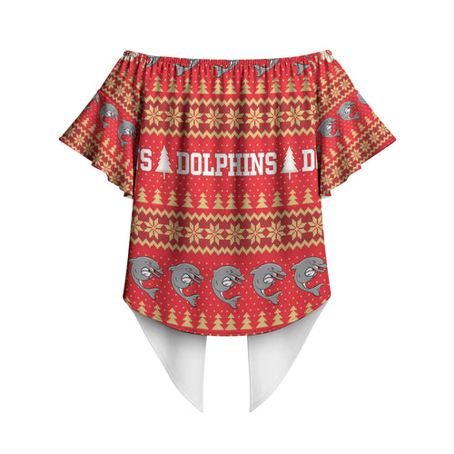 Dolphins Rugby Christmas Off Shoulder Wrap Waist Top Aboriginal Seamless Cardigan Inspired