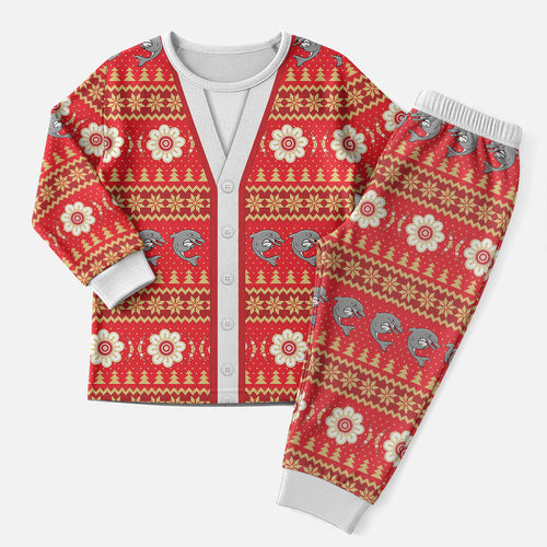Dolphins Rugby Christmas Pajama Set Aboriginal Seamless Cardigan Inspired