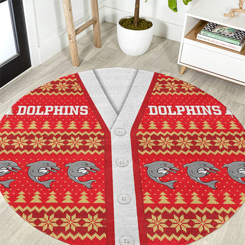 Dolphins Rugby Christmas Round Carpet Aboriginal Seamless Cardigan Inspired