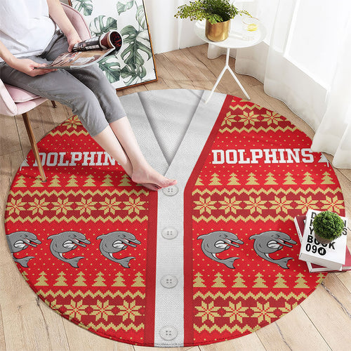 Dolphins Rugby Christmas Round Carpet Aboriginal Seamless Cardigan Inspired