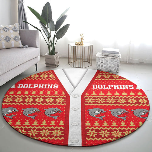 Dolphins Rugby Christmas Round Carpet Aboriginal Seamless Cardigan Inspired