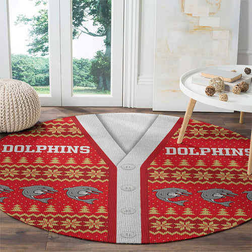 Dolphins Rugby Christmas Round Carpet Aboriginal Seamless Cardigan Inspired