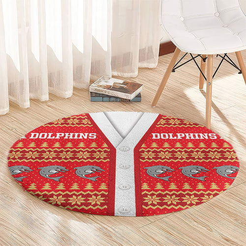 Dolphins Rugby Christmas Round Carpet Aboriginal Seamless Cardigan Inspired