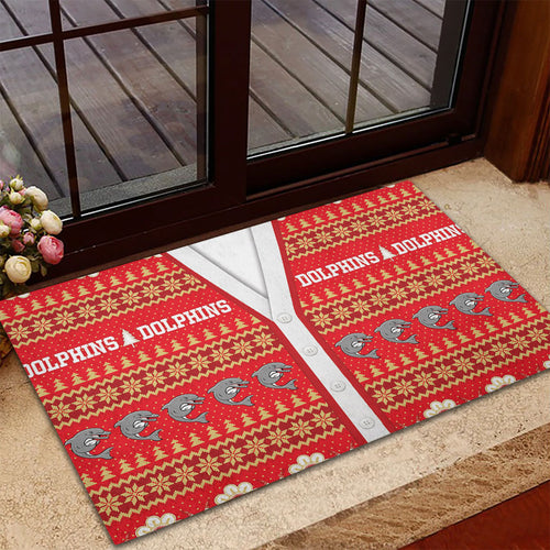 Dolphins Rugby Christmas Rubber Doormat Aboriginal Seamless Cardigan Inspired