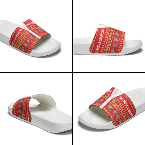 Dolphins Rugby Christmas Slide Sandals Aboriginal Seamless Cardigan Inspired