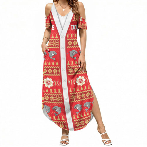 Dolphins Rugby Christmas Summer Maxi Dress Aboriginal Seamless Cardigan Inspired