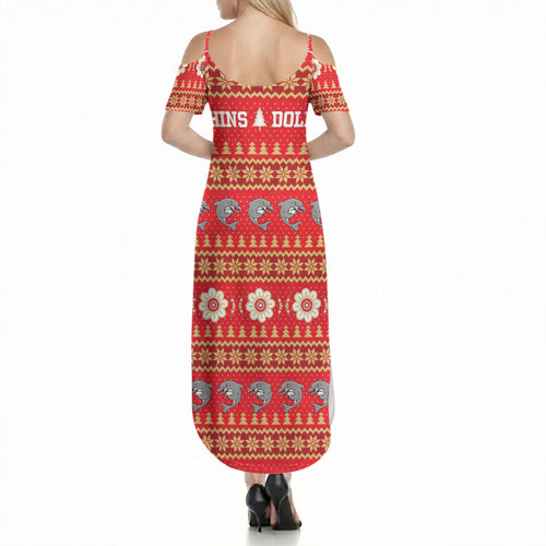 Dolphins Rugby Christmas Summer Maxi Dress Aboriginal Seamless Cardigan Inspired