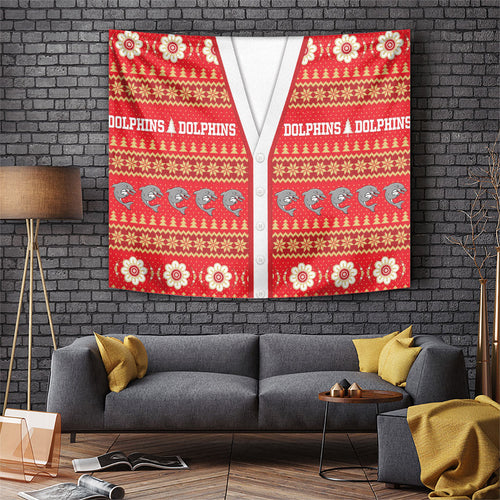 Dolphins Rugby Christmas Tapestry Aboriginal Seamless Cardigan Inspired