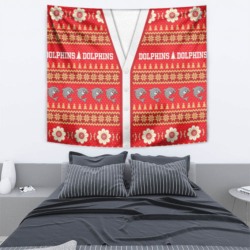 Dolphins Rugby Christmas Tapestry Aboriginal Seamless Cardigan Inspired