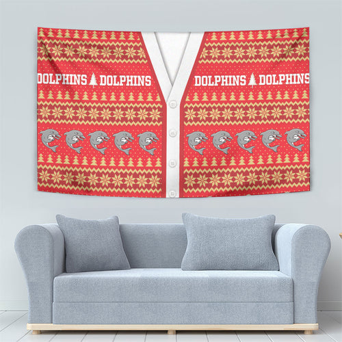 Dolphins Rugby Christmas Tapestry Aboriginal Seamless Cardigan Inspired