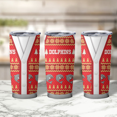 Dolphins Rugby Christmas Tumbler Cup Aboriginal Seamless Cardigan Inspired