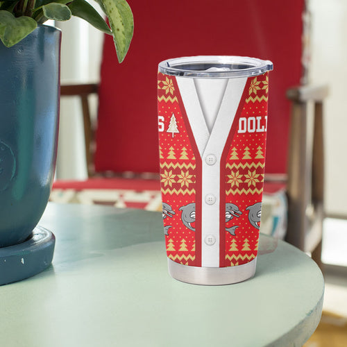 Dolphins Rugby Christmas Tumbler Cup Aboriginal Seamless Cardigan Inspired