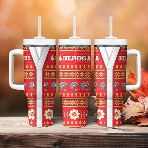 Dolphins Rugby Christmas Tumbler With Handle Aboriginal Seamless Cardigan Inspired