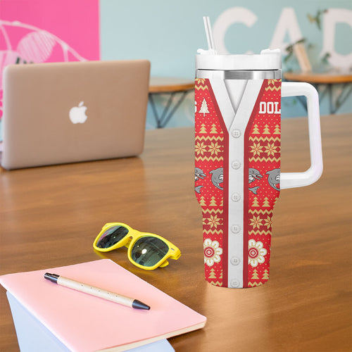 Dolphins Rugby Christmas Tumbler With Handle Aboriginal Seamless Cardigan Inspired