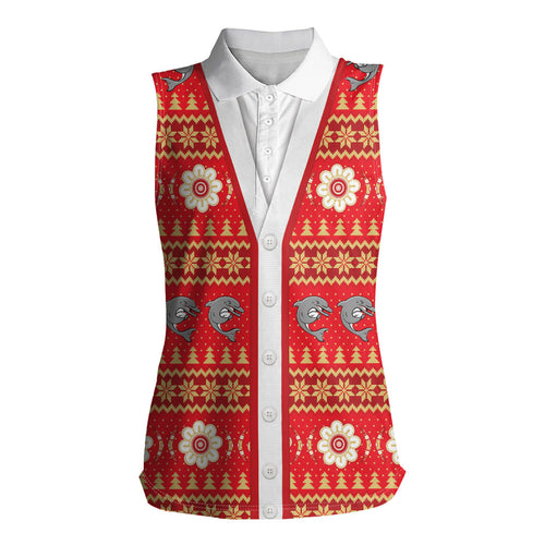 Dolphins Rugby Christmas Women Sleeveless Polo Shirt Aboriginal Seamless Cardigan Inspired