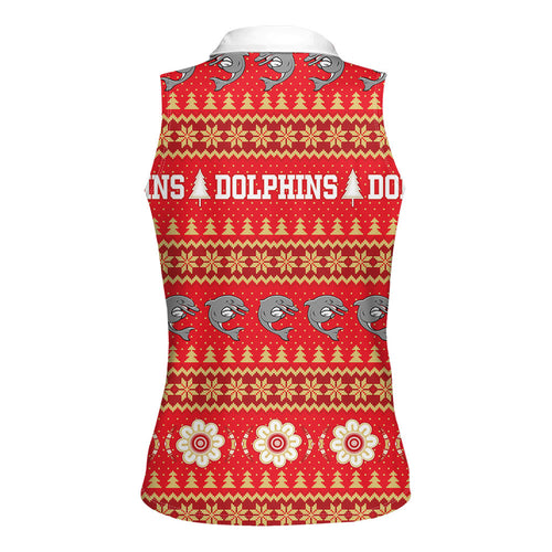 Dolphins Rugby Christmas Women Sleeveless Polo Shirt Aboriginal Seamless Cardigan Inspired