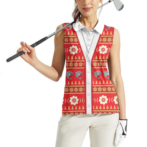 Dolphins Rugby Christmas Women Sleeveless Polo Shirt Aboriginal Seamless Cardigan Inspired
