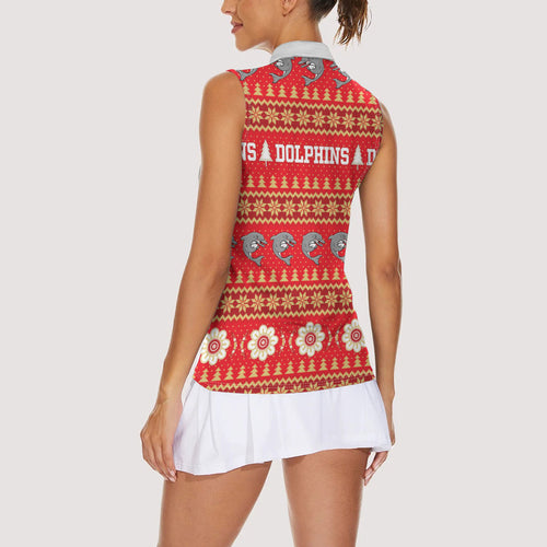 Dolphins Rugby Christmas Women Sleeveless Polo Shirt Aboriginal Seamless Cardigan Inspired