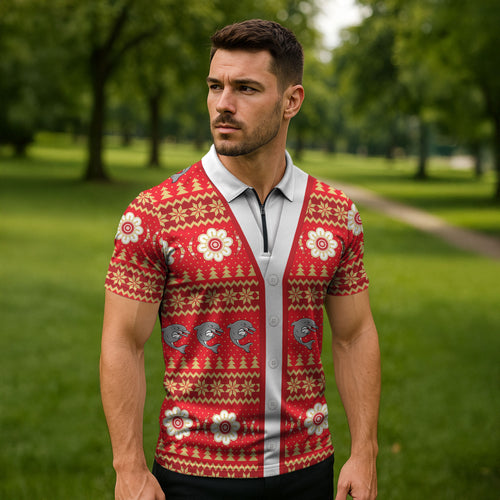 Dolphins Rugby Christmas Zipper Polo Shirt Aboriginal Seamless Cardigan Inspired
