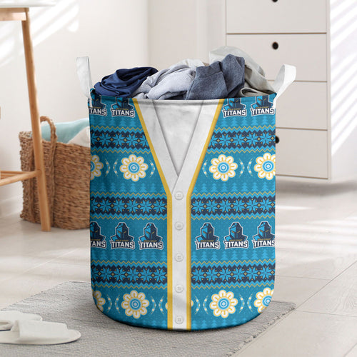 Titans Rugby Christmas Laundry Basket Aboriginal Seamless Cardigan Inspired