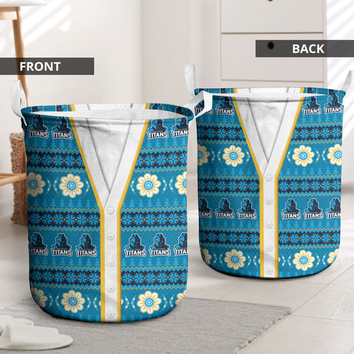 Titans Rugby Christmas Laundry Basket Aboriginal Seamless Cardigan Inspired