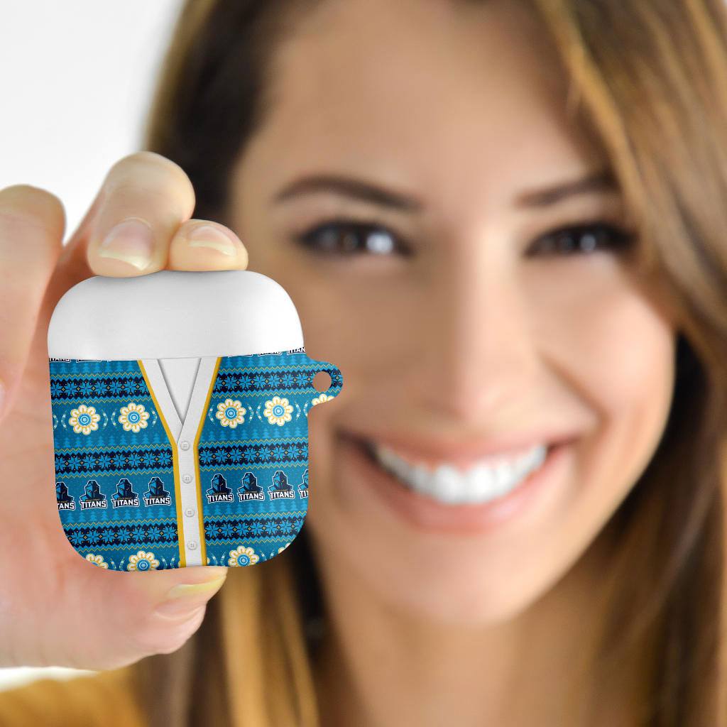 Titans Rugby Christmas AirPods Case Aboriginal Seamless Cardigan Inspired