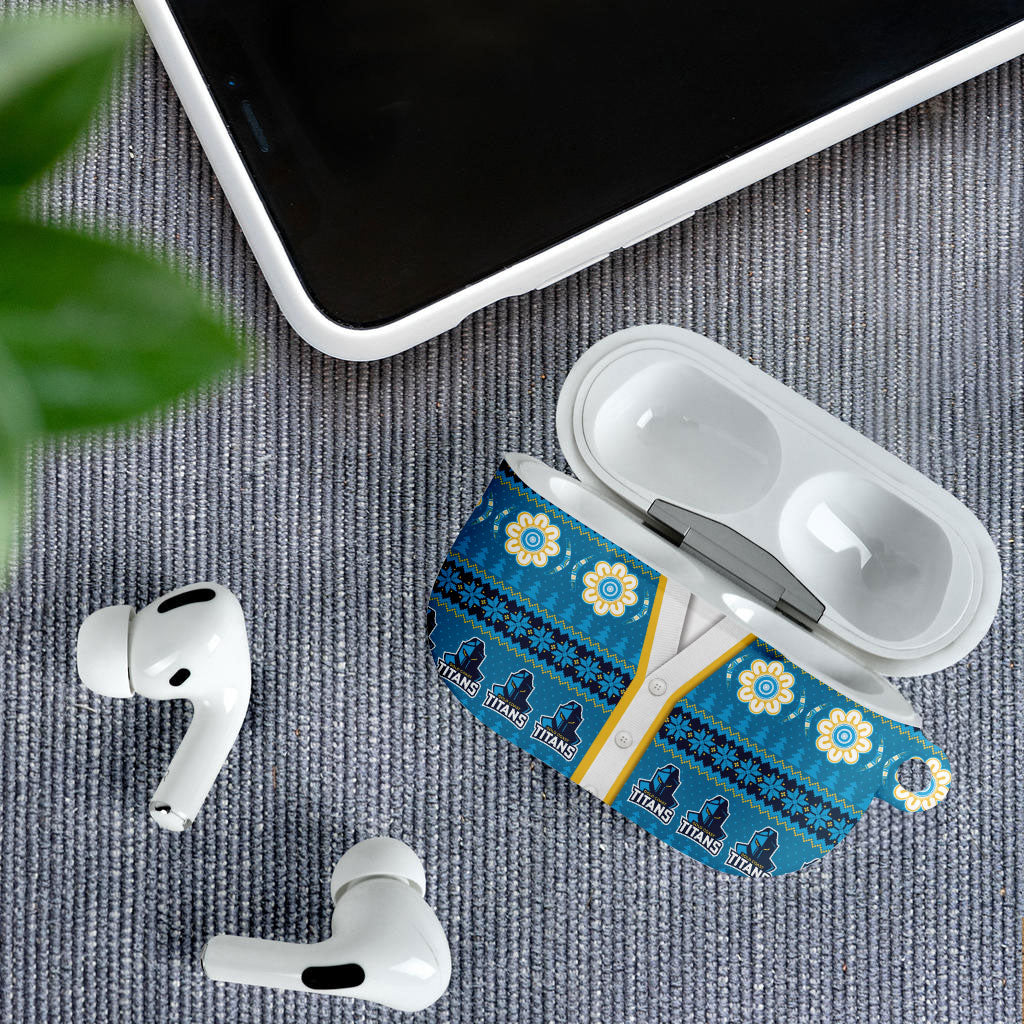 Titans Rugby Christmas AirPods Case Aboriginal Seamless Cardigan Inspired