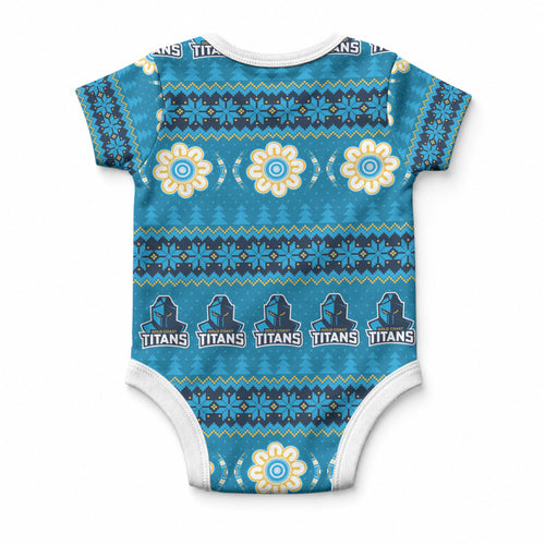 Titans Rugby Christmas Baby Onesie Aboriginal Seamless Cardigan Inspired