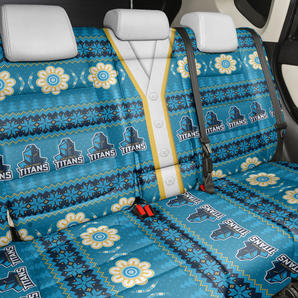 Titans Rugby Christmas Back Car Seat Cover Aboriginal Seamless Cardigan Inspired