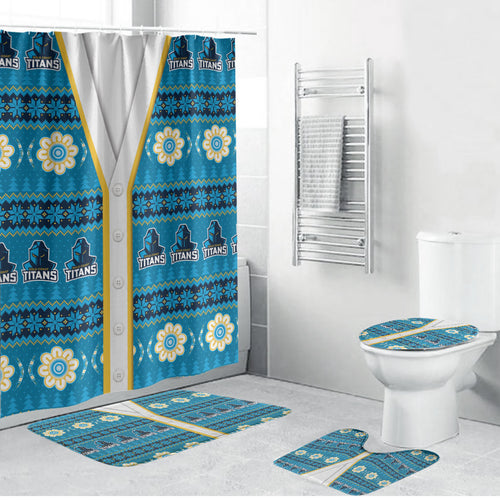 Titans Rugby Christmas Bathroom Set Aboriginal Seamless Cardigan Inspired