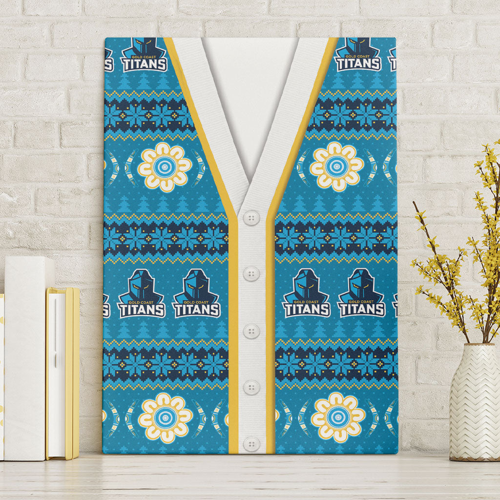 Titans Rugby Christmas Canvas Wall Art Aboriginal Seamless Cardigan Inspired